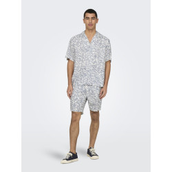ONLY & SONS Dash Life Resort Skjorte - Cloud Dancer / Vintage Indigo