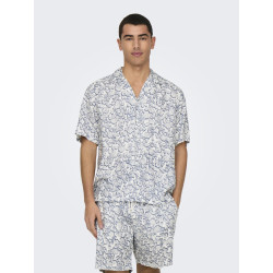 ONLY & SONS Dash Life Resort Skjorte - Cloud Dancer / Vintage Indigo