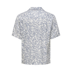 ONLY & SONS Dash Life Resort Skjorte - Cloud Dancer / Vintage Indigo
