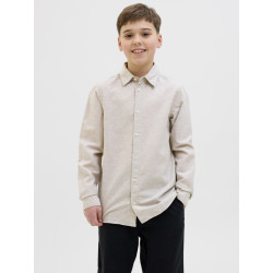 JACK & JONES JUNIOR L/S Breeze Hør Skjorte - Crockery