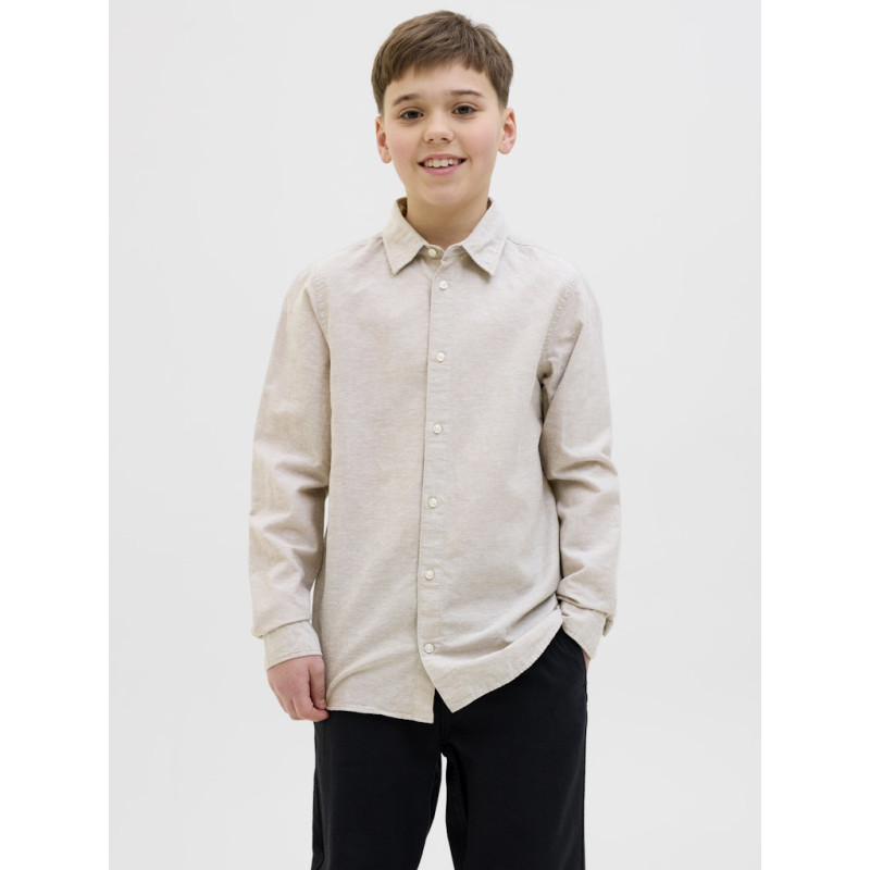 JACK & JONES JUNIOR L/S Breeze Hør Skjorte - Crockery