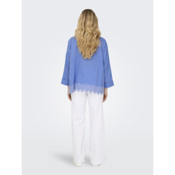 ONLY Graces Tulum Broderet Skjorte - Blue Bonnet
