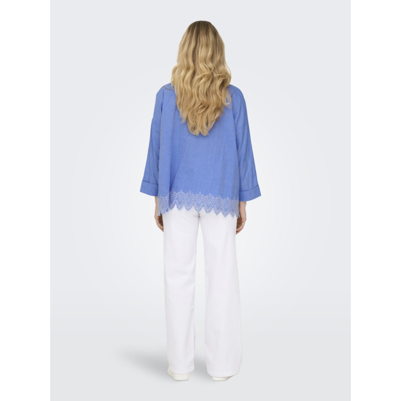 ONLY Graces Tulum Broderet Skjorte - Blue Bonnet