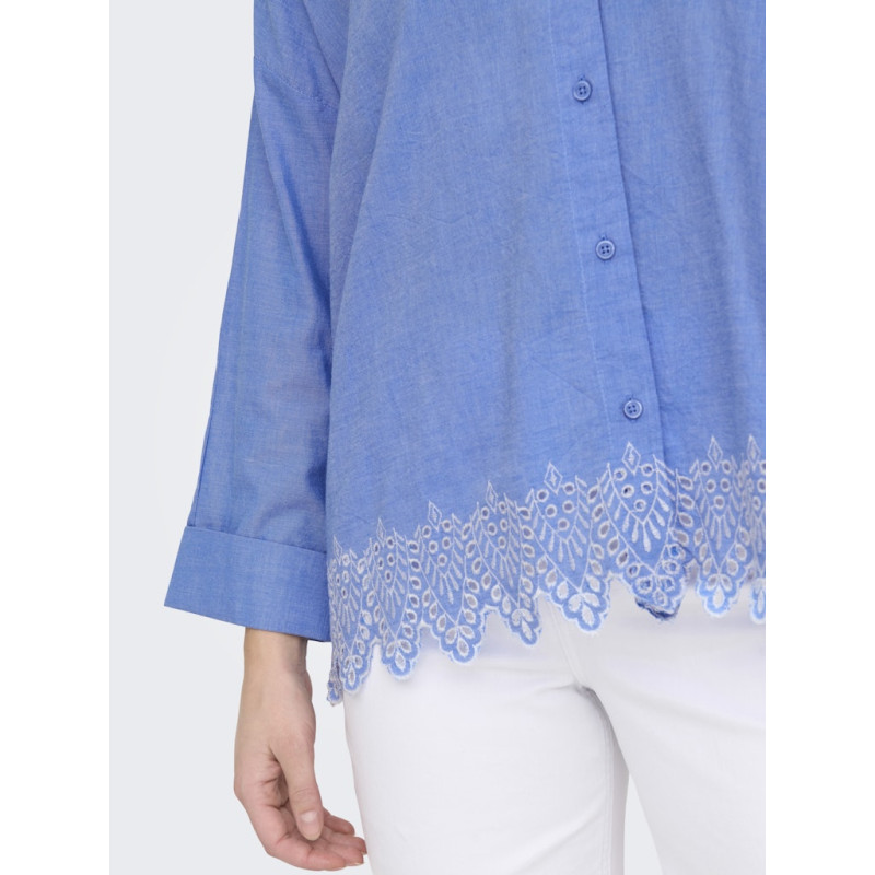 ONLY Graces Tulum Broderet Skjorte - Blue Bonnet