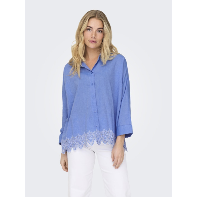 ONLY Graces Tulum Broderet Skjorte - Blue Bonnet