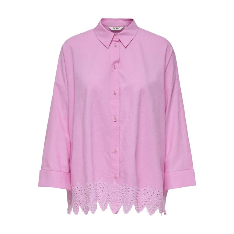ONLY Graces Tulum Broderet Skjorte - Fuchsia Pink