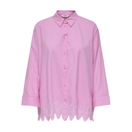 ONLY Graces Tulum Broderet Skjorte - Fuchsia Pink