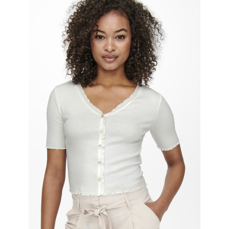 ONLY Laila Top Med Knapper - Cloud Dancer