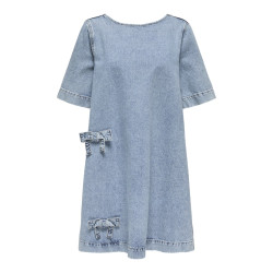 ONLY Gigi Sløjfe Denim Kjole - Light Blue Denim