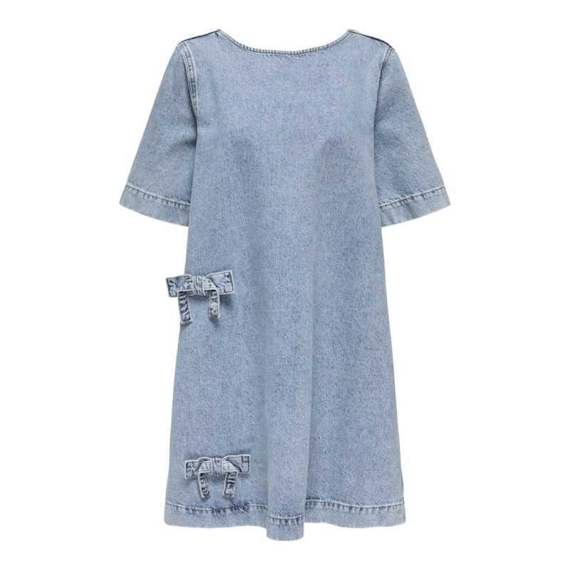ONLY Gigi Sløjfe Denim Kjole - Light Blue Denim