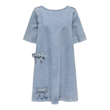 ONLY Gigi Sløjfe Denim Kjole - Light Blue Denim