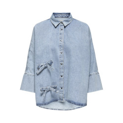 ONLY Grace Sløjfe Denim Skjorte - Light Blue Denim
