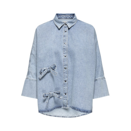 ONLY Grace Sløjfe Denim Skjorte - Light Blue Denim
