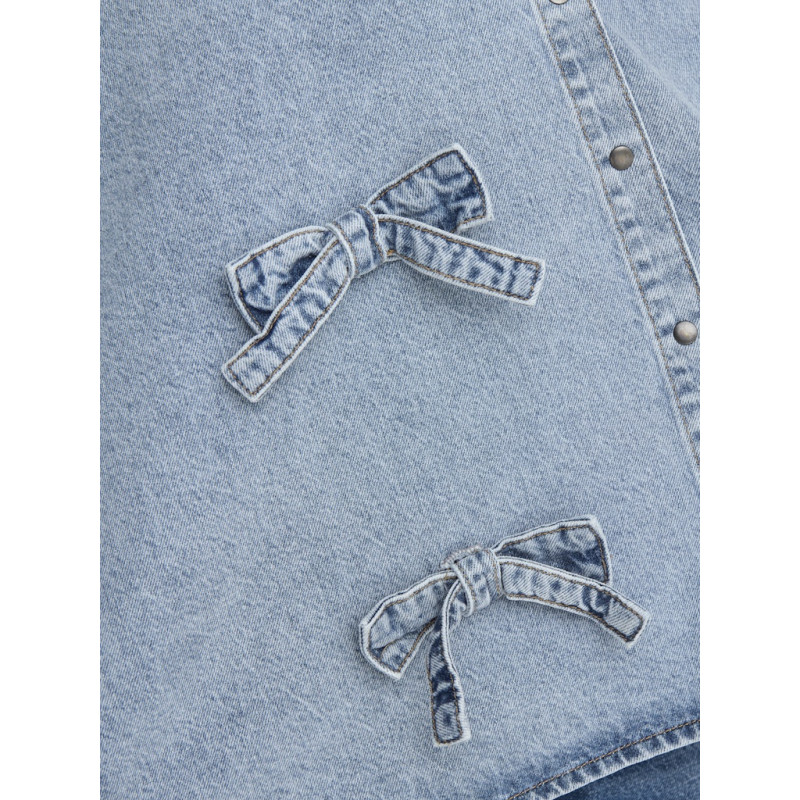 ONLY Grace Sløjfe Denim Skjorte - Light Blue Denim