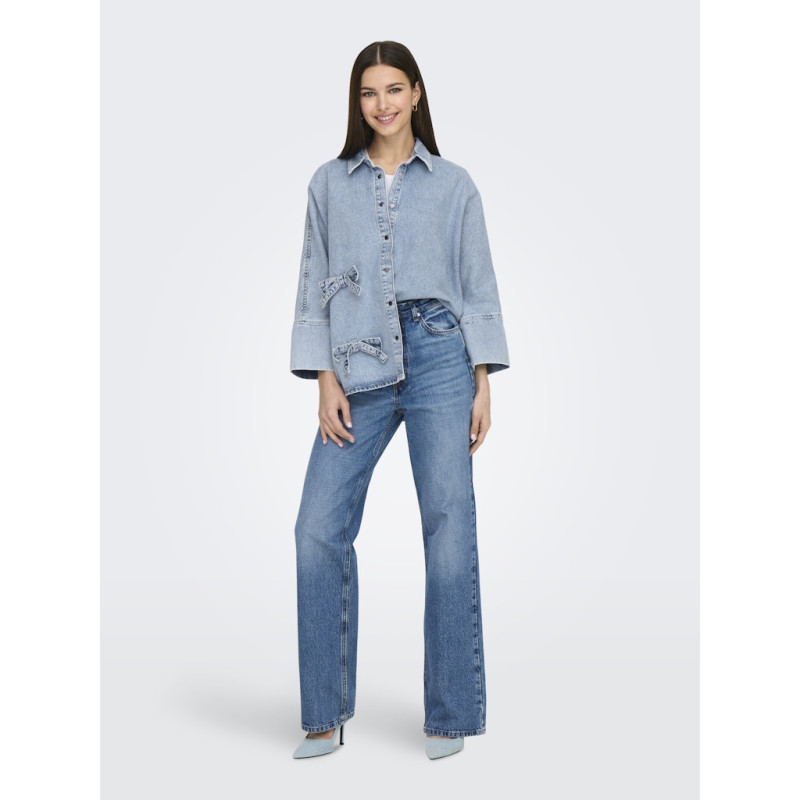 ONLY Grace Sløjfe Denim Skjorte - Light Blue Denim