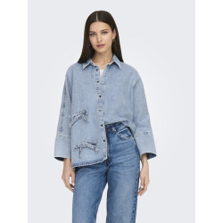 ONLY Grace Sløjfe Denim Skjorte - Light Blue Denim