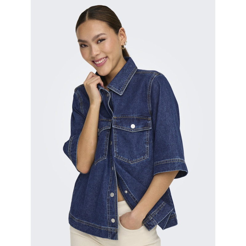 ONLY Belle Denim Skjorte - Dark Blue Denim