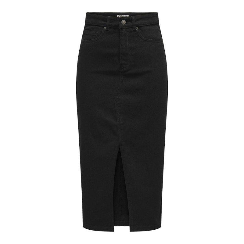 ONLY Siri Front Slids Denim Nederdel - Black Denim