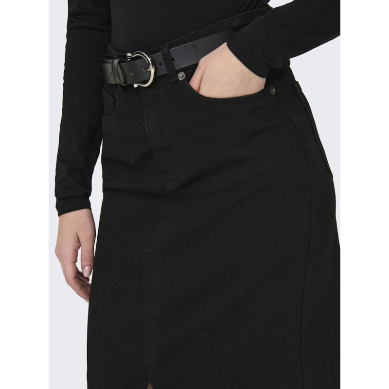 ONLY Siri Front Slids Denim Nederdel - Black Denim