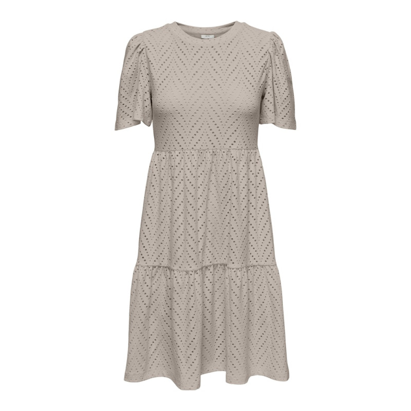 JDY Carla Cathinka Broderi Kjole - Chateau Gray