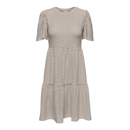 JDY Carla Cathinka Broderi Kjole - Chateau Gray