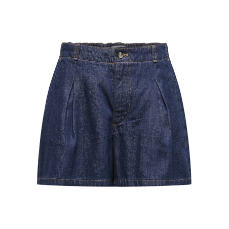 ONLY Ellis Plisserede Denim Shorts - Dark Blue Denim