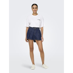 ONLY Ellis Plisserede Denim Shorts - Dark Blue Denim