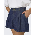 ONLY Ellis Plisserede Denim Shorts - Dark Blue Denim