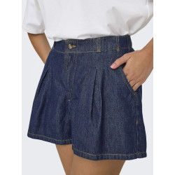 ONLY Ellis Plisserede Denim Shorts - Dark Blue Denim