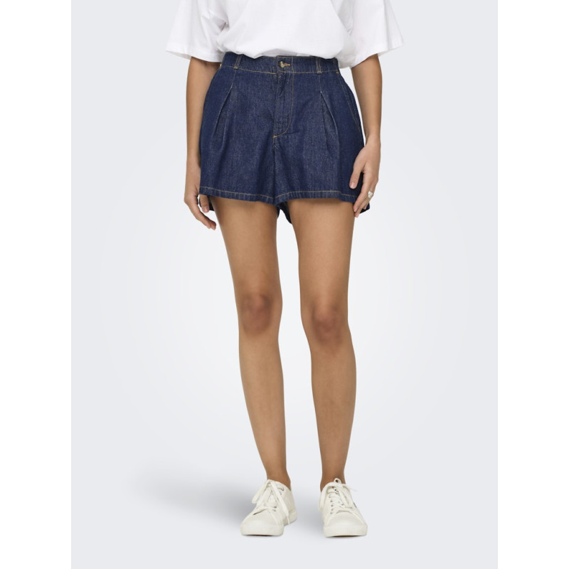 ONLY Ellis Plisserede Denim Shorts - Dark Blue Denim