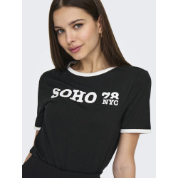 ONLY Nina Life Kontrast T-Shirt - Sort