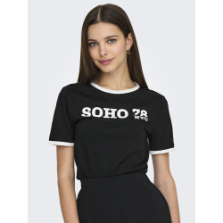 ONLY Nina Life Kontrast T-Shirt - Sort