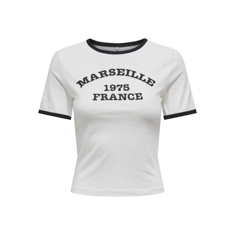 ONLY Nina Life Kontrast T-Shirt - Cloud Dancer / Sort