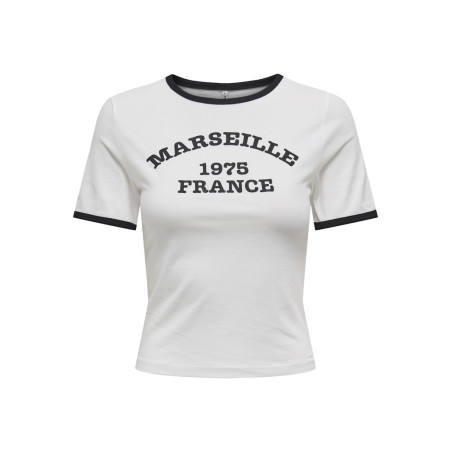 ONLY Nina Life Kontrast T-Shirt - Cloud Dancer / Sort