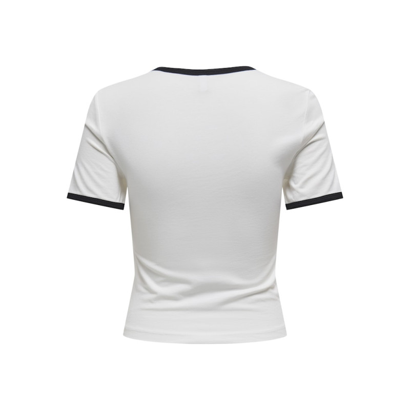 ONLY Nina Life Kontrast T-Shirt - Cloud Dancer / Sort