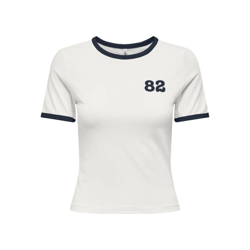 ONLY Nina Life Kontrast T-Shirt -Cloud Dancer / Navy Blazer