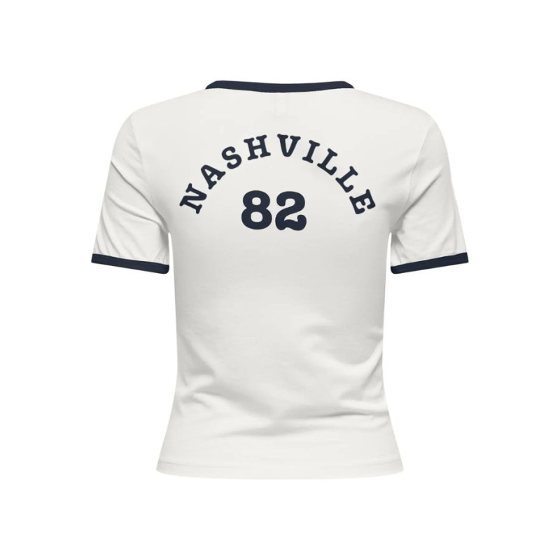 ONLY Nina Life Kontrast T-Shirt -Cloud Dancer / Navy Blazer