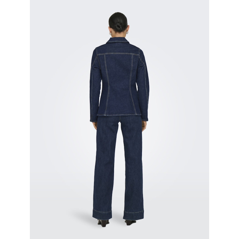 ONLY Elle Figursyet Denimjakke - Dark Blue Denim