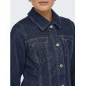 ONLY Elle Figursyet Denimjakke - Dark Blue Denim