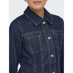 ONLY Elle Figursyet Denimjakke - Dark Blue Denim