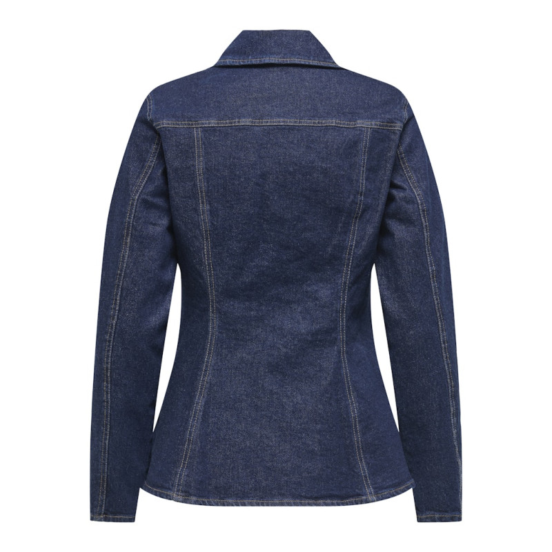 ONLY Elle Figursyet Denimjakke - Dark Blue Denim