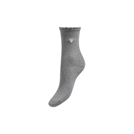 ONLY Diana 2-Pak Strømper Med Broderede Hjerter - Dark Grey Melange