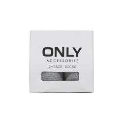 ONLY Diana 2-Pak Strømper Med Broderede Hjerter - Dark Grey Melange