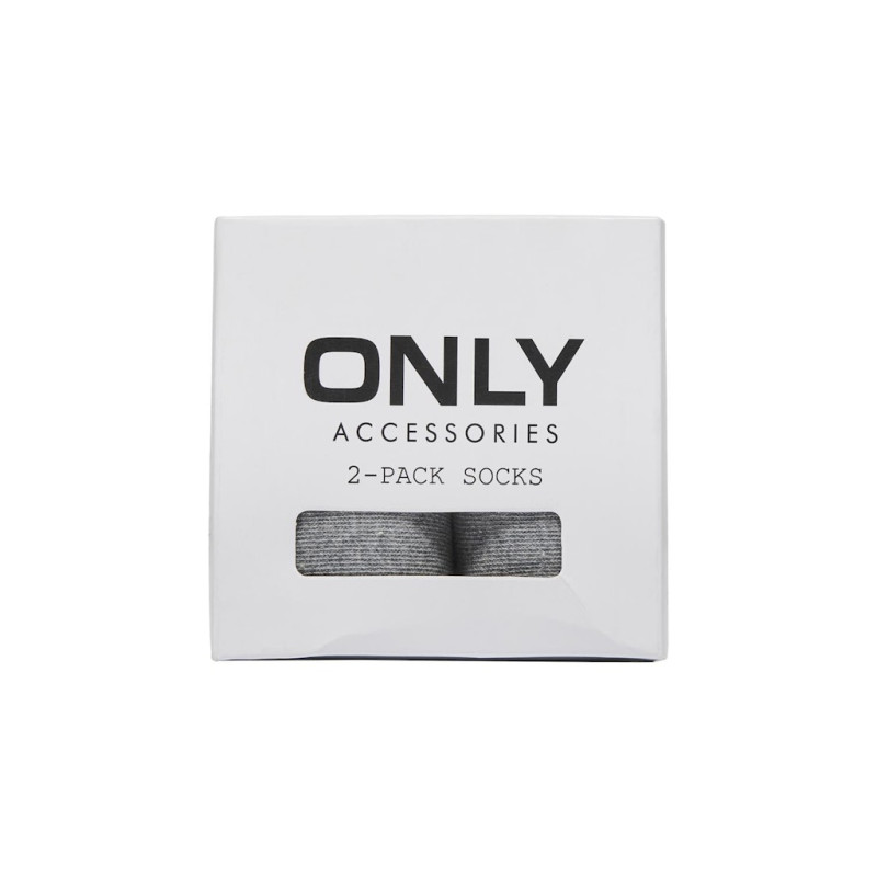 ONLY Diana 2-Pak Strømper Med Broderede Hjerter - Dark Grey Melange