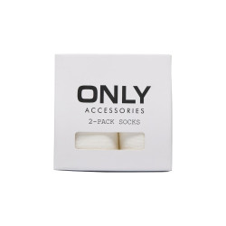 ONLY Diana 2-Pak Strømper Med Broderede Hjerter - Cloud Dancer