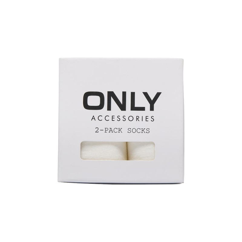 ONLY Diana 2-Pak Strømper Med Broderede Hjerter - Cloud Dancer