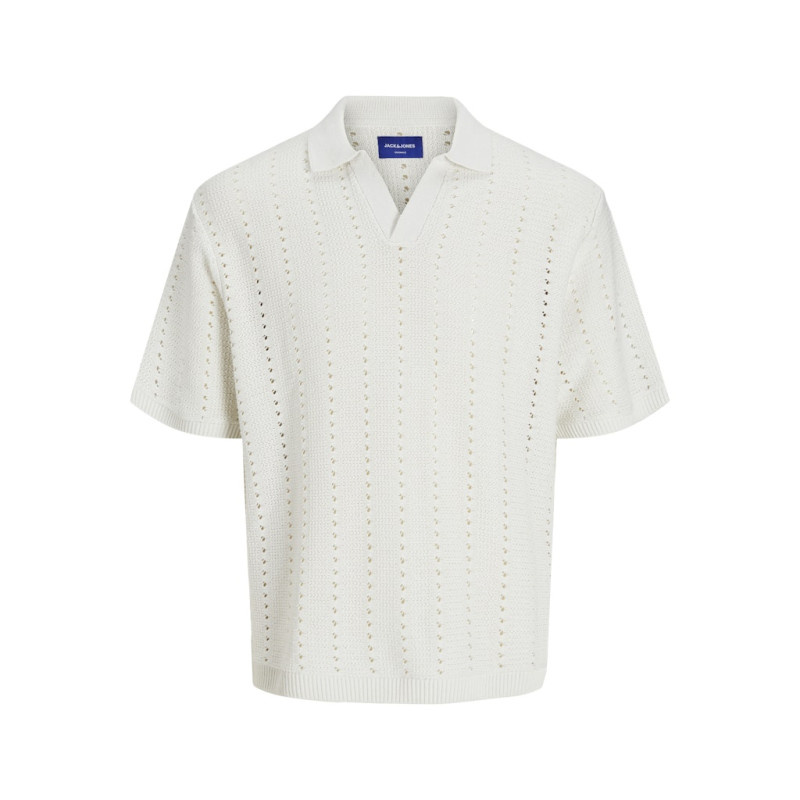 JACK & JONES JUNIOR Paros Easter Crochet Strik Polo - Sea Salt