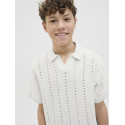 JACK & JONES JUNIOR Paros Easter Crochet Strik Polo - Sea Salt