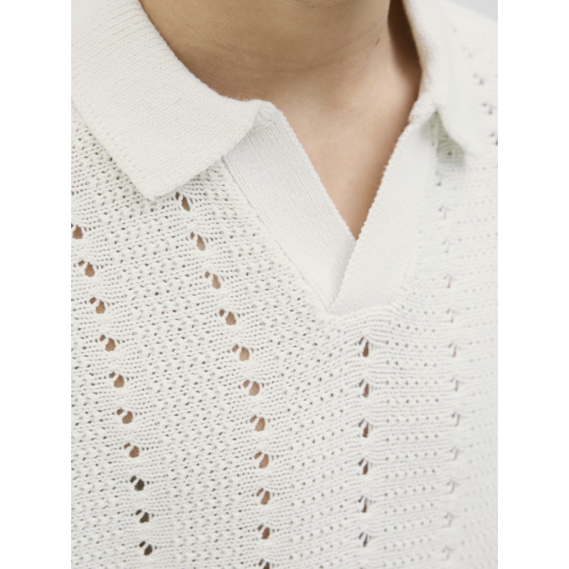 JACK & JONES JUNIOR Paros Easter Crochet Strik Polo - Sea Salt