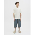 JACK & JONES JUNIOR Paros Easter Crochet Strik Polo - Sea Salt